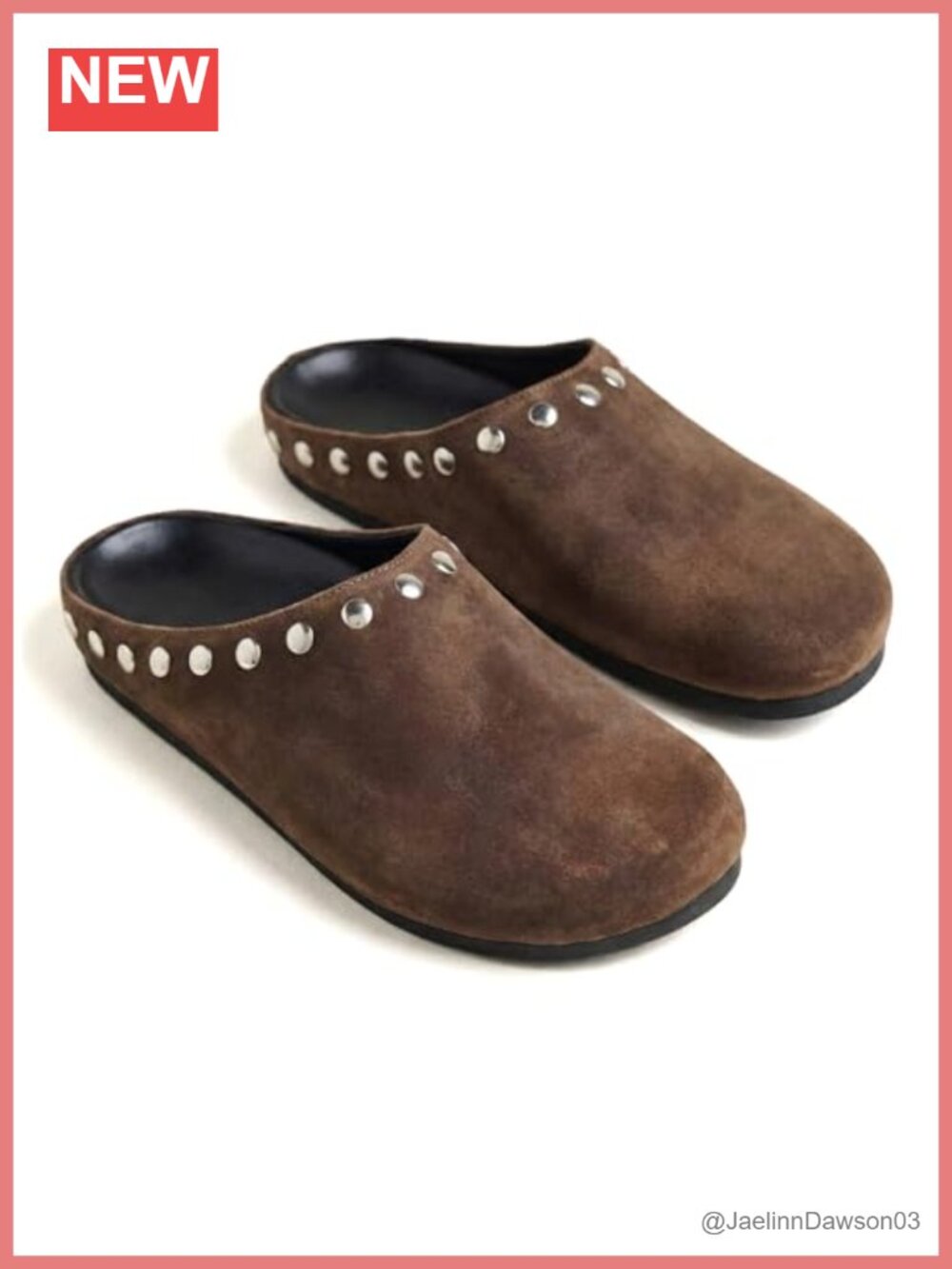 Women's Studded Suede Clog Mules Slip-On Comfort Faux Suede Flats Non-Slip